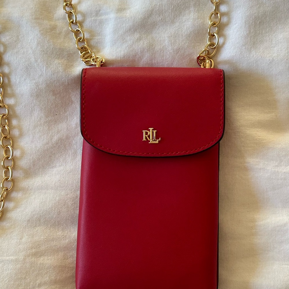 RLL Red Crossbody Bag with Gold Chain